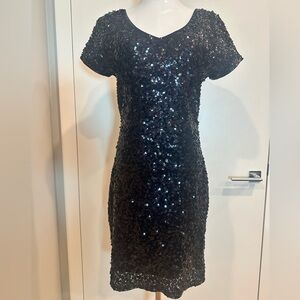 Women’s Black Sequin Short Sleeve Mini Dress